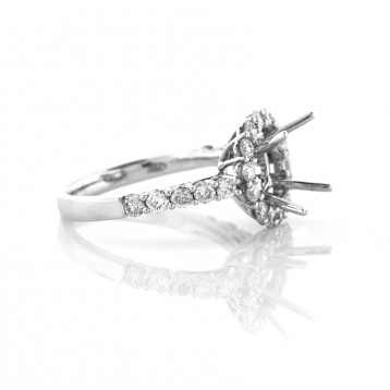1.16 Cts. 18K White Gold Diamond Engagement Ring Setting With Halo